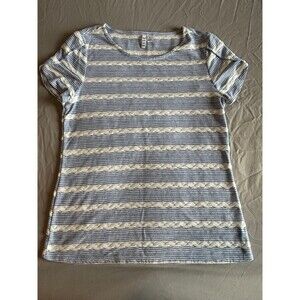 Elle white & blue striped Top size small